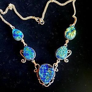 New Titanium Drusy Druzy 925 Silver Necklace.